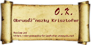 Obrusánszky Krisztofer névjegykártya